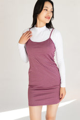 2 Piece Plaid Mini Dress With Long Sleeve Tee