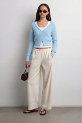 CROPPED LIGHTWEIGHT BUTTON FRONT CARDIGAN
