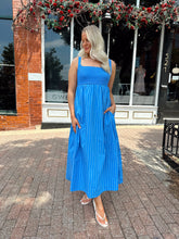 Carolina Blue Striped Midi Dress