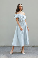 OFF SHOULDER RUFFLED DRESS