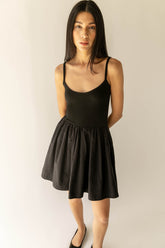 KNIT AND NYLON MINI DRESS