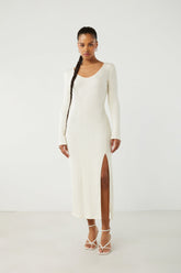 HIGH FRONT SLIT MIDI DRESS