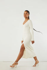 HIGH FRONT SLIT MIDI DRESS