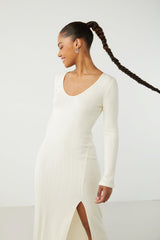 HIGH FRONT SLIT MIDI DRESS