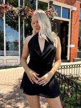 Hannah Black Wrap Halter Mini Dress