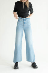 OAK 23 REMIX ASYMMETRICAL HEM HIGH-RISE JEAN