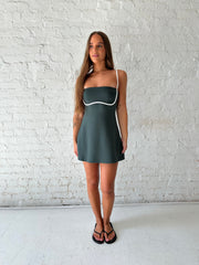 Melanie Athleisure Mini Dress- Green