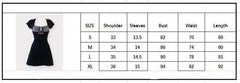 Voguable Vintage Kawaii Bow Embroidery Mini Dress Patchwork Square Collar Short Sleeve Black Dress Retro Y2K Aesthetic Fairy Clothes