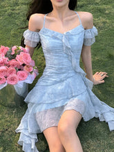 Voguable Beach Style Flroal Y2k Mini Dress Woman Chiffon Elegant Y2k Mini Dress Korean Short Party Dress Office Lady