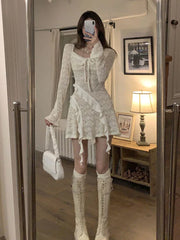 Voguable French Elegant Y2k Mini Dress Woman Short Party Pure Color Casual Dress Office Lady One Piece Dress Korean Fashion