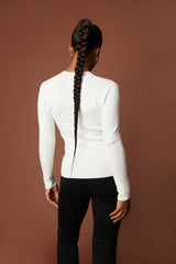 CUT-OUT NECK LONG SLEEVE TOP