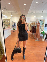 Ada Black Sequin Asymmetrical Mini Dress