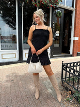Alisa Black Floral Square Neck Mini Dress