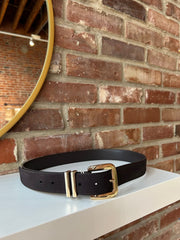 Dedra Dark Brown Suede Gold Buckle Belt