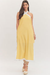 The Solara Contrast Halter Midi Dress