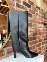 Faye Black Leather Fold Over Boot