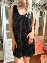 Tia Black Tassel Shift Mini Dress