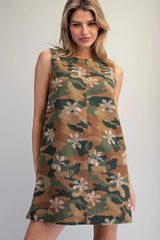 The Brittany Camo Floral Mini Dress