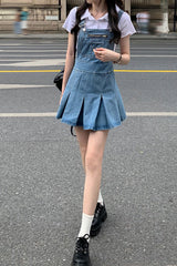 Sexy Cute Folds Denim Mini Dress