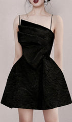 Strapy Hem Mini Dress in Black