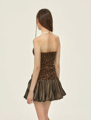 Leopard Print Strapless Mini Dress