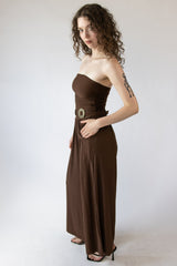 Belted Tube Top Wide Leg Jumpsuit