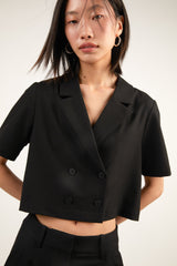 DOUBLE-BREASTED CROPPED BLOUSE