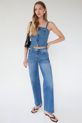DENIM SQUARE NECK TANK TOP