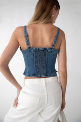 DENIM SQUARE NECK TANK TOP