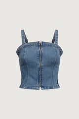 DENIM SQUARE NECK TANK TOP