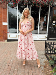 Brandy Pink Berry Floral Tie Strap Maxi Dress