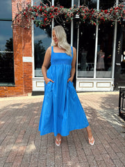 Carolina Blue Striped Midi Dress