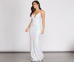 Deonne Iridescent Sequin Cross Back Dress