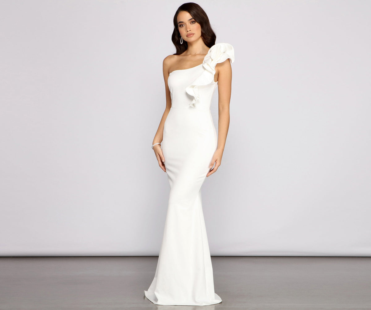 Diana Formal One Shoulder Ruffle Dress