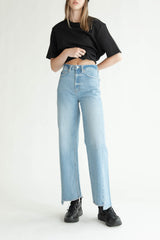 OAK 23 REMIX ASYMMETRICAL HEM HIGH-RISE JEAN