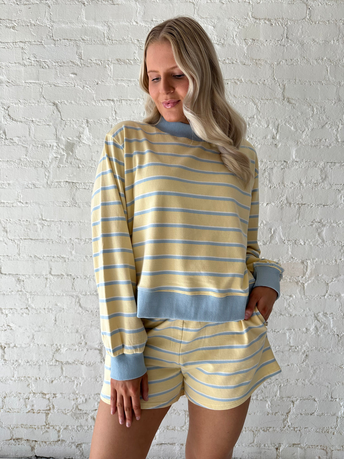 Karson Striped Two Piece Set- Yellow
