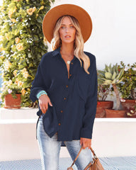 Kennedy Cotton Pocketed Button Down Tunic - Thyme