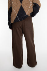BROWN TWILL WIDE LEG PANT