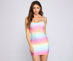 Rainbow Tie Dye Mesh Mini Dress