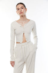 BUTTONED LONG SLEEVE AND STRAIGHT LEG PANT SET