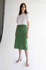 POLKA DOT COTTON LINEN SKIRT