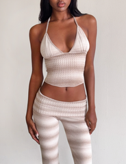 MARISSA KNIT CAMI - TAUPE OMBRE STRIPE