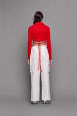 COLLARED WRAP TOP