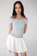 OFF THE SHOULDER BOW TOP