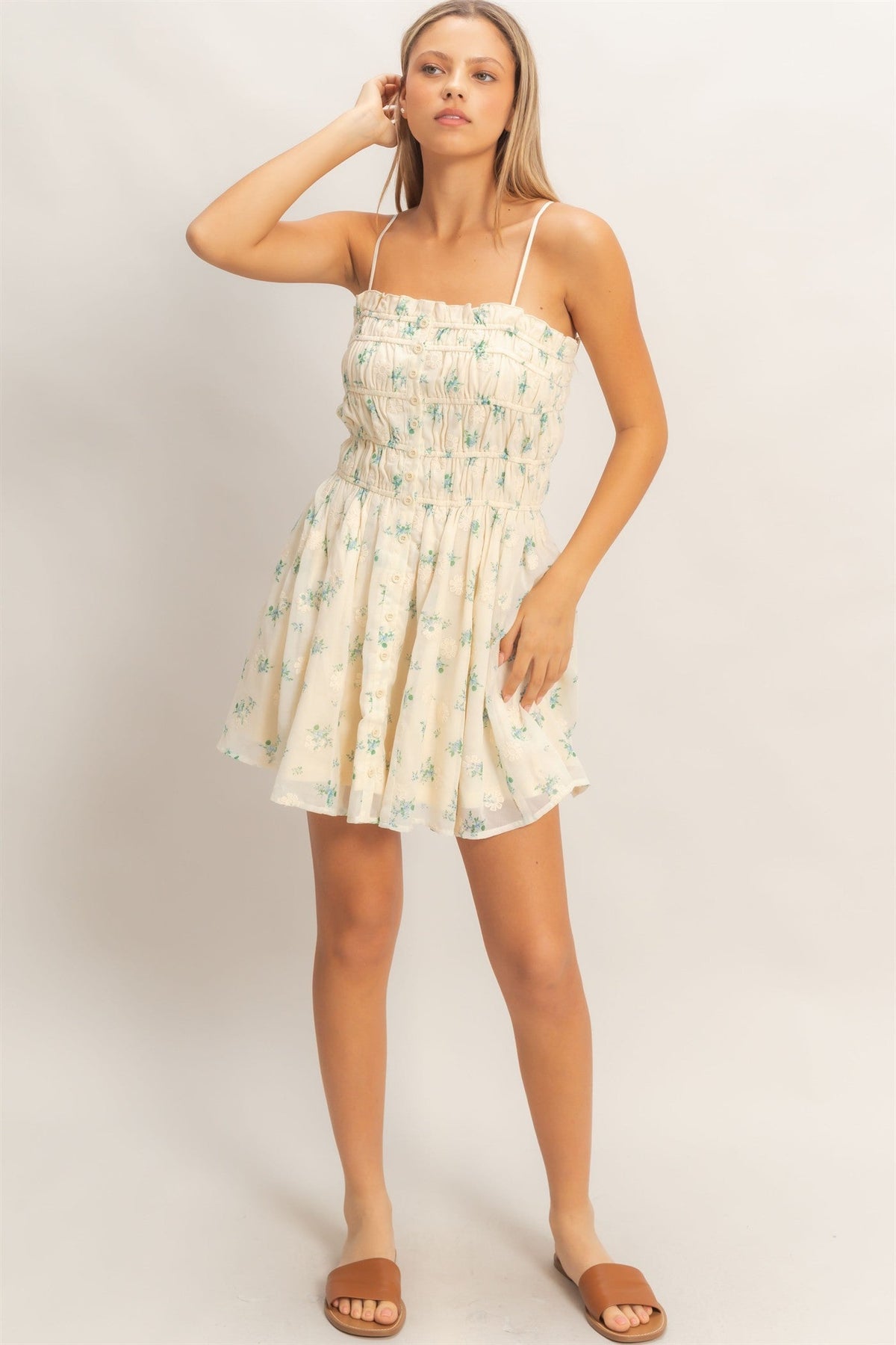 Madison Floral Shirred Mini Dress