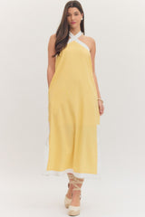 The Solara Contrast Halter Midi Dress