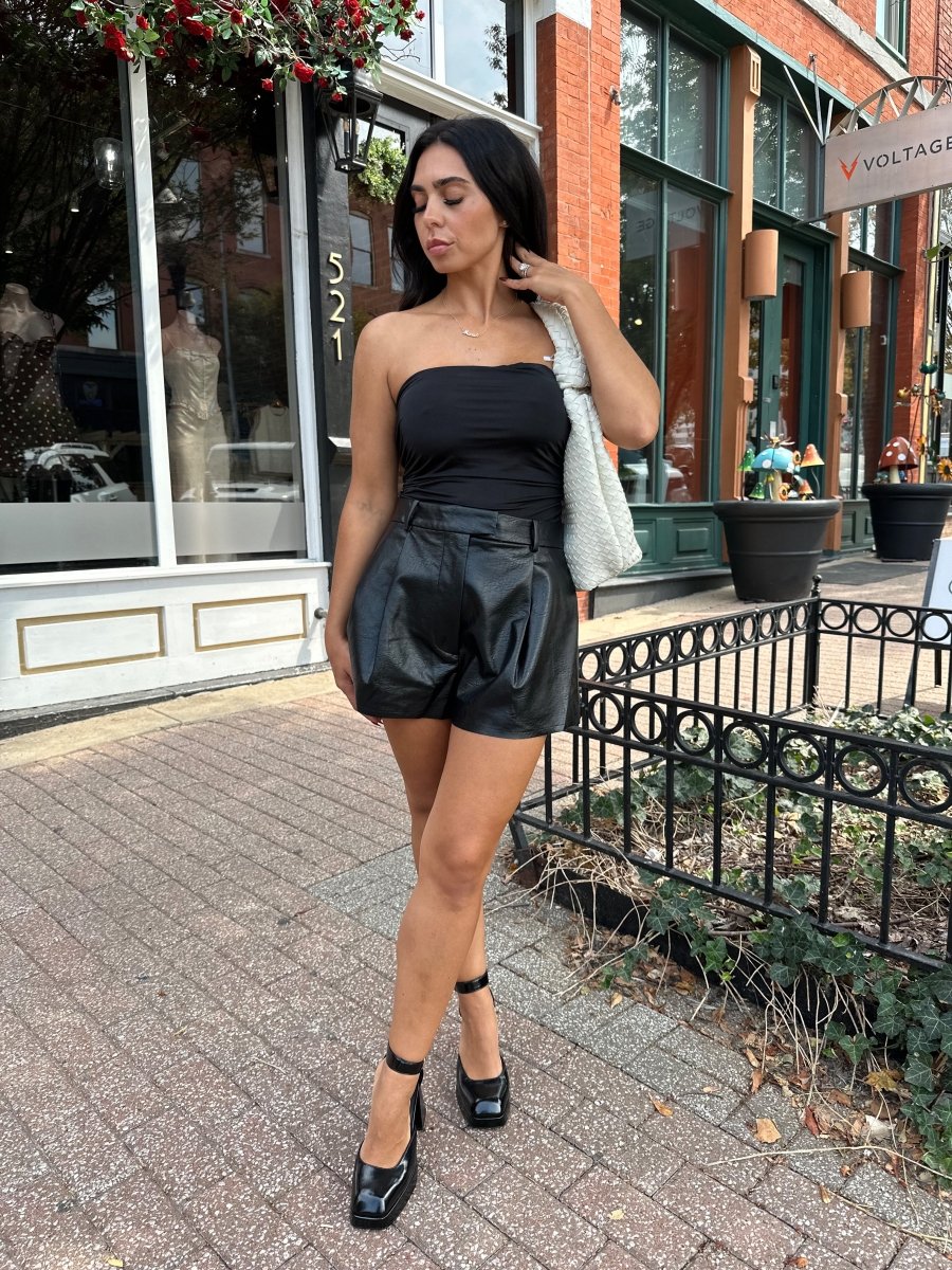 Krista Black Ruched Strapless Tube Top