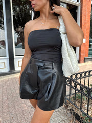 Krista Black Ruched Strapless Tube Top