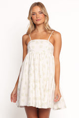 Indira Mini Dress - Ivory Blue Floral